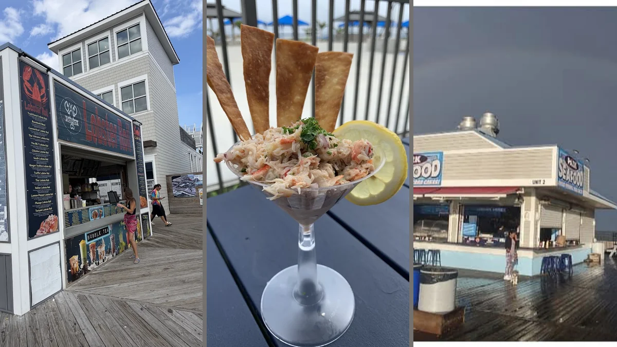 Casual clam bar with coastal boardwalk setting