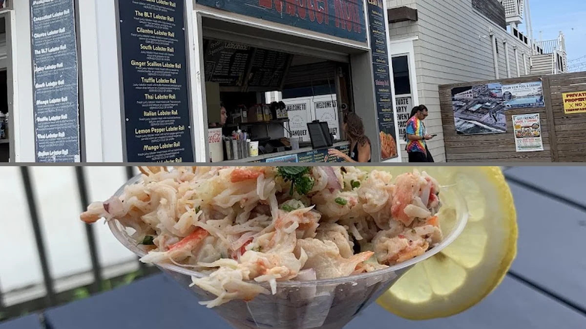 Casual clam bar with coastal boardwalk setting