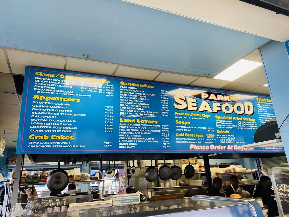 Menu page with seafood and land options